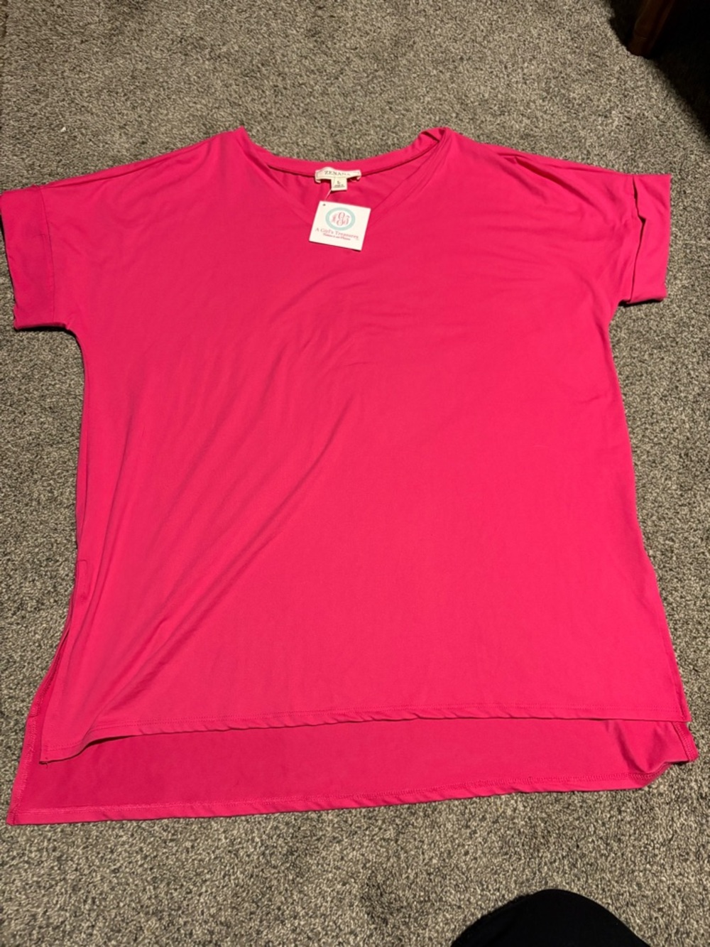 Zenana Outfitters Bright Pink Relaxed Short Sleeve Tee